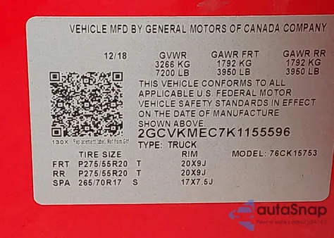 2019 Chevrolet Silverado 1500 Ld Silverado Custom from USA, damaged, VIN 2GCVKMEC7K1155596